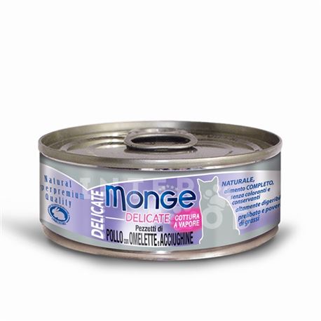 Monge Delicate - Pezzetti di Pollo con Omelette e Acciughinee - 80g