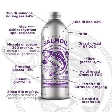 SALMOIL RICETTA 5 - Integratore alimentare per cani - Bellezza del mantello - 250ml 2