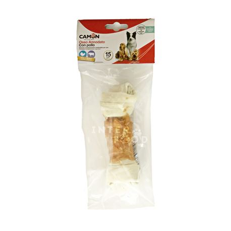 Osso di pelle bovina annodato con pollo - 15cm 2