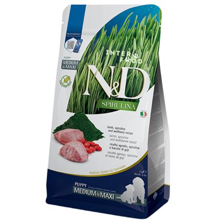 FARMINA N&D SPIRULINA - LAMB, SPIRULINA AND WOLFBERRY PUPPY M&M - 7kg
