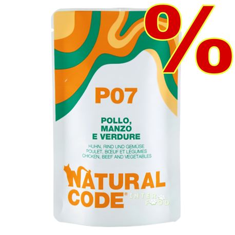 Natural Code P07 - Pollo, Manzo e verdure - 24 x 70g
