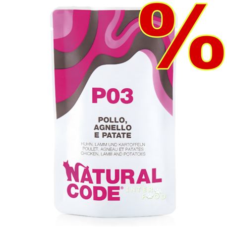 Natural Code P03 - Pollo, Agnello e Patate - 24 x 70g