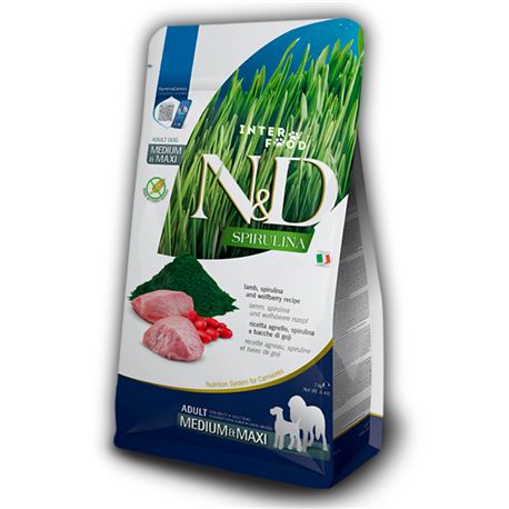 FARMINA N&D SPIRULINA - LAMB, SPIRULINA AND WOLFBERRY ADULT M&M - 7kg