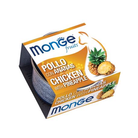 Monge Fruits - Sfilaccetti di pollo con ananas - 80g