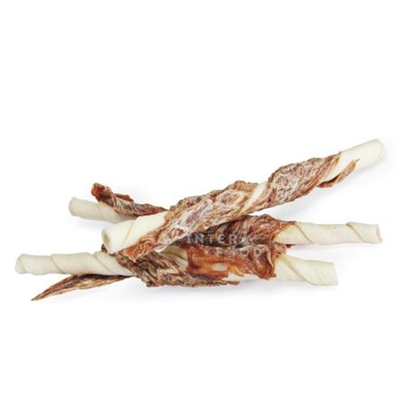 Bastoncini di pelle bovina arrotolata con petto di anatra - 80g